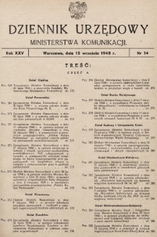 Dziennik Urzędowy Ministerstwa Komunikacji. 1948, nr 14