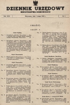 Dziennik Urzędowy Ministerstwa Komunikacji. 1949, nr 1