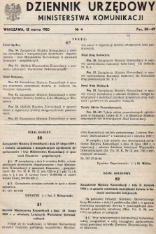 Dziennik Urzędowy Ministerstwa Komunikacji. 1950, nr 4