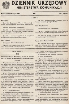 Dziennik Urzędowy Ministerstwa Komunikacji. 1950, nr 7