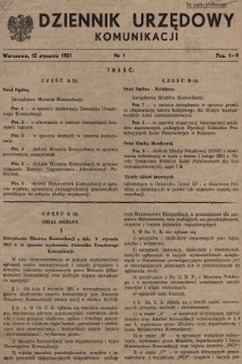 Dziennik Urzędowy Komunikacji. 1951, nr 1