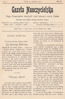 Gazeta Nauczycielska : organ Towarzystwa nauczycieli szkół ludowych m. Lwowa. 1902, nr 1