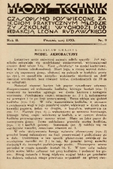 Młody Technik : czasopismo poświęcone zajęciom praktycznym młodzieży szkolnej. 1933, nr 9