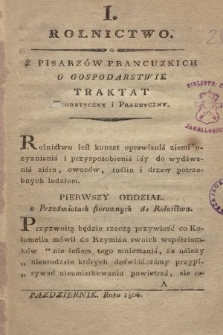 Dziennik Gospodarski Krakowski. 1806, [T. 1], nr 1
