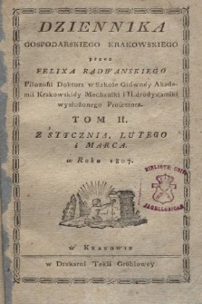 Dziennik Gospodarski Krakowski. 1807, T. 2, Regestr rzeczy