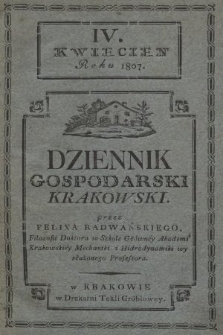 Dziennik Gospodarski Krakowski. 1807, T. 3, nr 4
