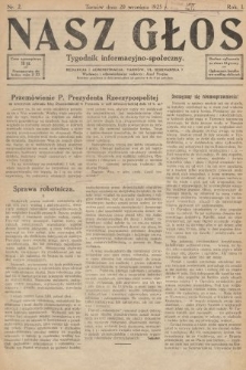 Nasz Głos : tygodnik informacyjno-społeczny. 1925, nr 2