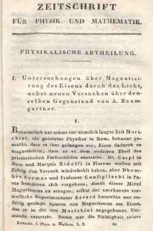 Zeitschrift für Physik und Mathematik. Bd. 1, 1826, [Heft 3]