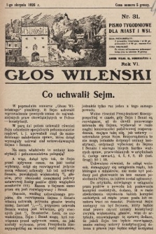 Głos Wileński : pismo tygodniowe dla miast i wsi. 1926, nr 31