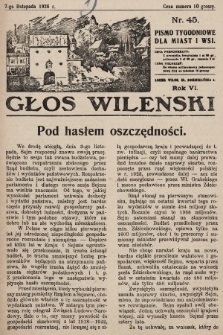Głos Wileński : pismo tygodniowe dla miast i wsi. 1926, nr 45