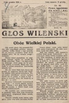 Głos Wileński : pismo tygodniowe dla miast i wsi. 1926, nr 50