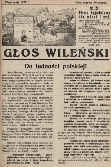 Głos Wileński : pismo tygodniowe dla miast i wsi. 1927, nr 21