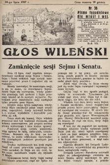 Głos Wileński : pismo tygodniowe dla miast i wsi. 1927, nr 30