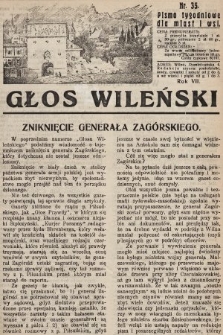Głos Wileński : pismo tygodniowe dla miast i wsi. 1927, nr 35