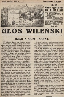 Głos Wileński : pismo tygodniowe dla miast i wsi. 1927, nr 37