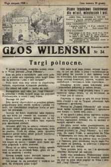 Głos Wileński : pismo tygodniowe illustrowane dla miast, miasteczek i wsi. 1928, nr 34