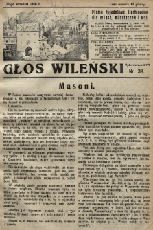 Głos Wileński : pismo tygodniowe illustrowane dla miast, miasteczek i wsi. 1928, nr 39