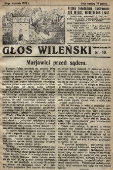 Głos Wileński : pismo tygodniowe illustrowane dla miast, miasteczek i wsi. 1928, nr 40