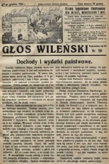 Głos Wileński : pismo tygodniowe illustrowane dla miast, miasteczek i wsi. 1928, nr 50