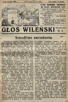 Głos Wileński : pismo tygodniowe ilustrowane dla miast, miasteczek i wsi. 1929, nr 4
