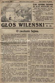 Głos Wileński : pismo tygodniowe ilustrowane dla miast, miasteczek i wsi. 1929, nr 23