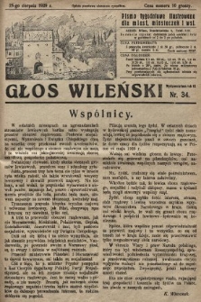 Głos Wileński : pismo tygodniowe ilustrowane dla miast, miasteczek i wsi. 1929, nr 34