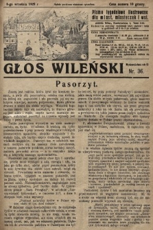 Głos Wileński : pismo tygodniowe ilustrowane dla miast, miasteczek i wsi. 1929, nr 36