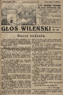 Głos Wileński : pismo tygodniowe ilustrowane dla miast, miasteczek i wsi. 1929, nr 45