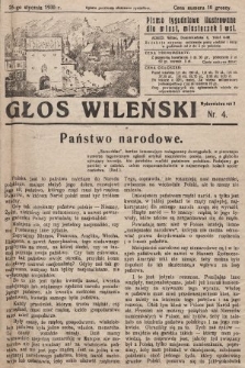 Głos Wileński : pismo tygodniowe ilustrowane dla miast, miasteczek i wsi. 1930, nr 4