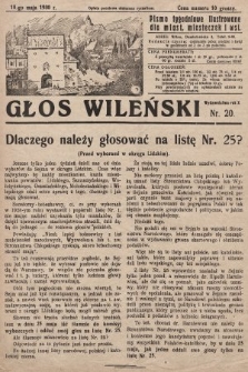 Głos Wileński : pismo tygodniowe ilustrowane dla miast, miasteczek i wsi. 1930, nr 20