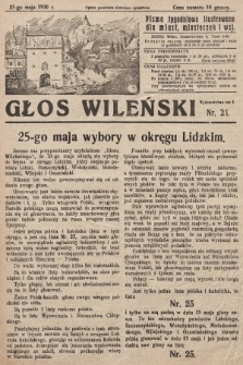 Głos Wileński : pismo tygodniowe ilustrowane dla miast, miasteczek i wsi. 1930, nr 21
