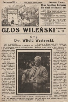 Głos Wileński : pismo tygodniowe ilustrowane dla miast, miasteczek i wsi. 1930, nr 23