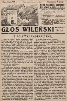 Głos Wileński : pismo tygodniowe ilustrowane dla miast, miasteczek i wsi. 1930, nr 35