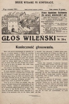 Głos Wileński : pismo tygodniowe ilustrowane dla miast, miasteczek i wsi. 1930, nr 39