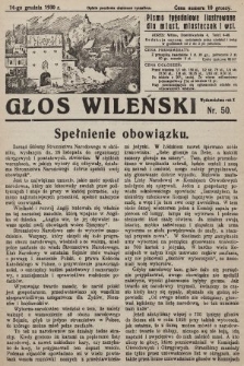 Głos Wileński : pismo tygodniowe ilustrowane dla miast, miasteczek i wsi. 1930, nr 50
