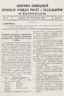 Dziennik Zarządzeń Dyrekcji Okręgu Poczt i Telegrafów w Katowicach. 1936, nr 2