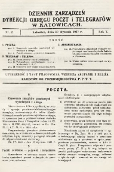 Dziennik Zarządzeń Dyrekcji Okręgu Poczt i Telegrafów w Katowicach. 1937, nr 2