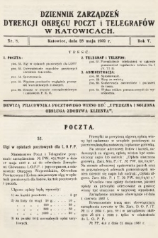 Dziennik Zarządzeń Dyrekcji Okręgu Poczt i Telegrafów w Katowicach. 1937, nr 8