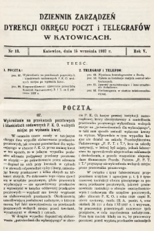 Dziennik Zarządzeń Dyrekcji Okręgu Poczt i Telegrafów w Katowicach. 1937, nr 13