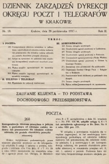 Dziennik Zarządzeń Dyrekcji Okręgu Poczt i Telegrafów w Krakowie. 1935, nr 18