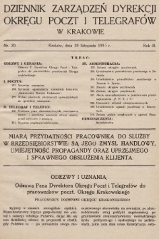 Dziennik Zarządzeń Dyrekcji Okręgu Poczt i Telegrafów w Krakowie. 1935, nr 20