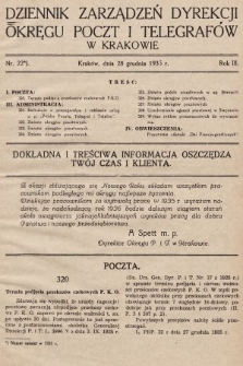 Dziennik Zarządzeń Dyrekcji Okręgu Poczt i Telegrafów w Krakowie. 1935, nr 22