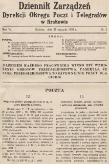 Dziennik Zarządzeń Dyrekcji Okręgu Poczt i Telegrafów w Krakowie. 1938, nr 2