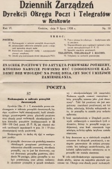 Dziennik Zarządzeń Dyrekcji Okręgu Poczt i Telegrafów w Krakowie. 1938, nr 10