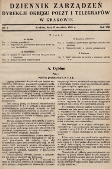 Dziennik Zarządzeń Dyrekcji Okręgu Poczt i Telegrafów w Krakowie. 1945, nr 2