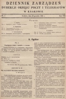 Dziennik Zarządzeń Dyrekcji Okręgu Poczt i Telegrafów w Krakowie. 1945, nr 3