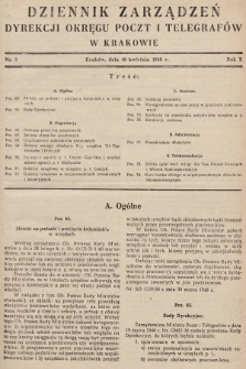 Dziennik Zarządzeń Dyrekcji Okręgu Poczt i Telegrafów w Krakowie. 1948, nr 5