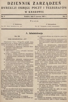 Dziennik Zarządzeń Dyrekcji Okręgu Poczt i Telegrafów w Krakowie. 1948, nr 9