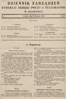 Dziennik Zarządzeń Dyrekcji Okręgu Poczt i Telegrafów w Krakowie. 1948, nr 6