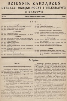 Dziennik Zarządzeń Dyrekcji Okręgu Poczt i Telegrafów w Krakowie. 1948, nr 16